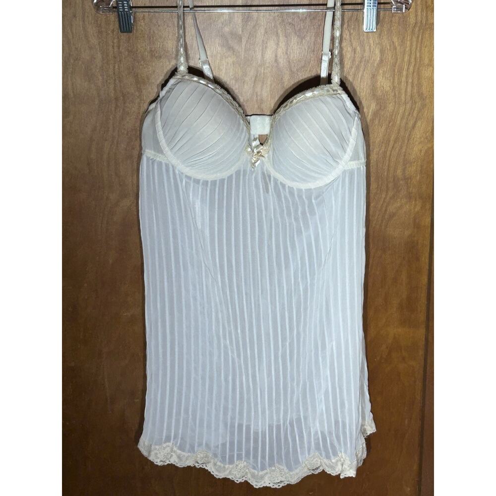 Inner Secret Women White Pleated Babydoll Lingerie Size L